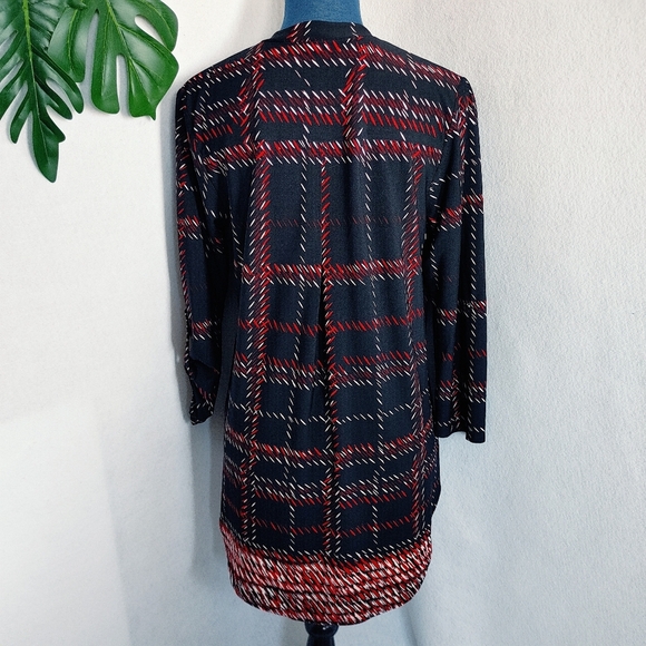 Cato Black Red Plaid Tunic Blouse - Picture 6 of 7